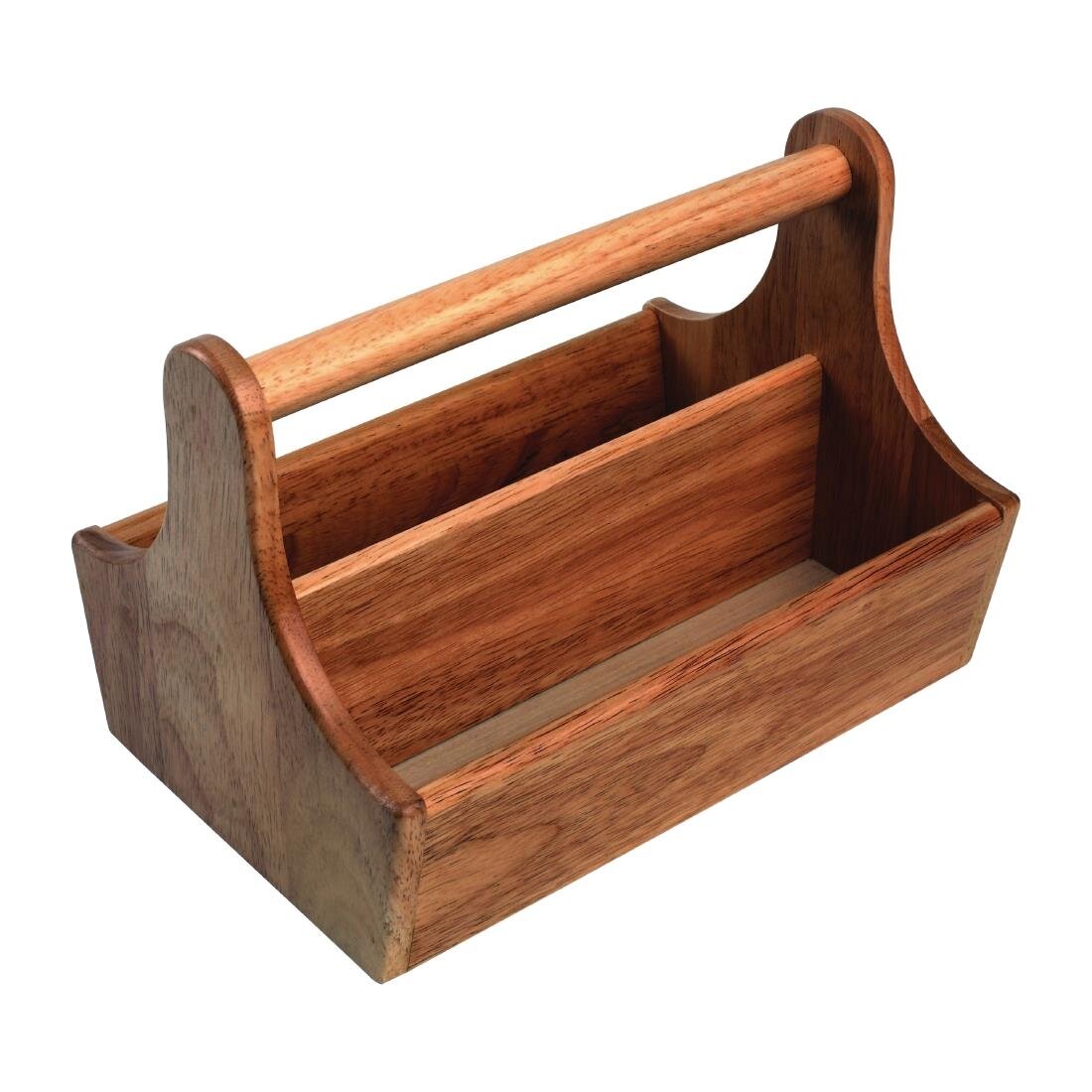 Acacia Wood Condiment Basket with Handle - [DL148]
